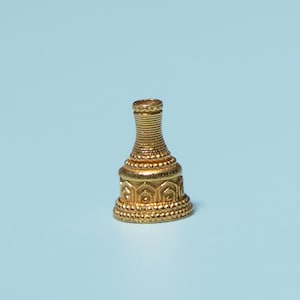 18K Solid Gold Cone Bead, Guru Vajra Bell, Tassel Cap