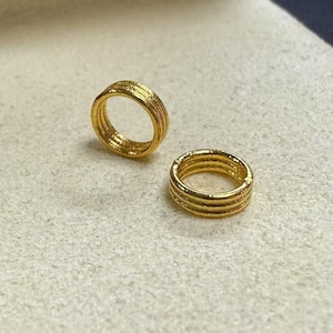1 pièce spirale en or massif 18 carats, perle poney en or massif, perle câblée, perle spiralée, perle tourbillon, grand trou d'espacement pour collier bracelet