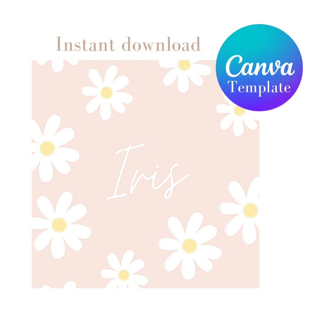 Daisy Name Canva Edit Printable Etsy