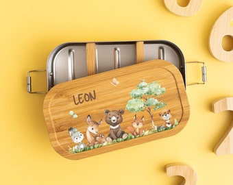 Lunch box personalized, Lunch box, Lunch box children, Snack box personalized, Lunch box animals, Stainless steel lunch box, Lunch box with name
