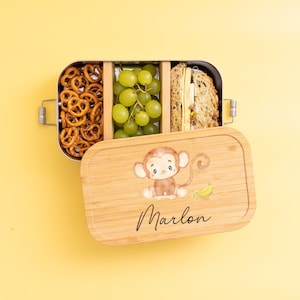 Brotdose personalisiert, Brotdose, Brotdose Kinder, Affe, Brotdose Affe, Edelstahl Brotdose, Vesperdose, Einschulung Geschenk