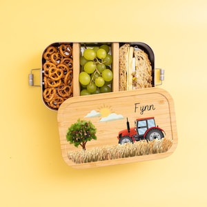Lunch box boy, lunch box tractor, lunch box children, lunch box personalized, tractor, lunch box stainless steel, lunch box with name