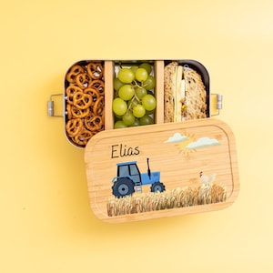 Lunchbox tractor, lunchbox kinderen, lunchbox gepersonaliseerd, tractor, lunchbox jongen, lunchbox roestvrij staal, lunchbox met naam afbeelding 1