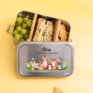 Brotdose Edelstahl, Brotdose Kinder, Brotdose silber, Geschenk Kindergeburtstag, Brotdose Tiere, Brotdose Kindergarten