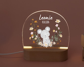 Night light mouse, lamp mouse, birth gift girl, baptism girl, gift birth mouse, baby room girl