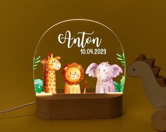 Veilleuse pour enfants, lampe de nuit, veilleuse animaux safari, lampe de chambre d’enfant, veilleuse bébé, veilleuse animaux du zoo