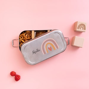 Brotdose Edelstahl, Brotdose Kinder, Brotdose silber, Geschenk Mädchen, Brotdose Regenbogen, Brotdose Kindergarten