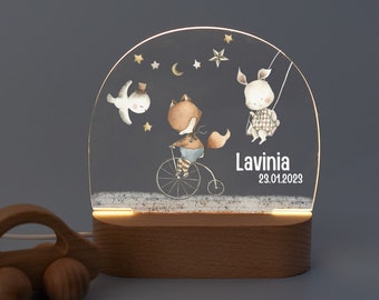 Lampe de naissance, cadeau 1er anniversaire, anniversaire enfant, veilleuse avec nom, bébé personnalisé