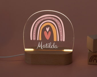 Nachtlicht Regenbogen, Lampe Regenbogen, Mädchenzimmer, Geburt Geschenk Mädchen, Nachtlicht Mädchen personalisiert, Kinderlampe