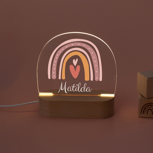 Arco iris de luz nocturna, arco iris de lámpara, habitación de niña, niña de regalo de nacimiento, niña de luz nocturna personalizada