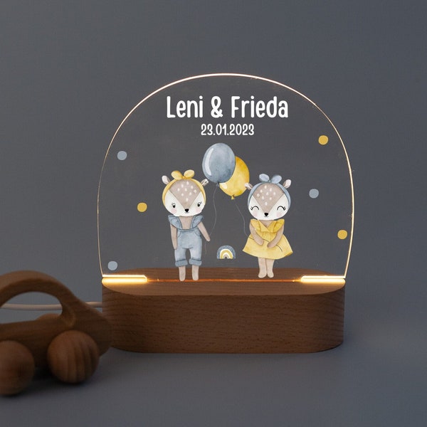 Twins gift birth, twins, gift birth twins, night light twins, baptism gift twins, siblings