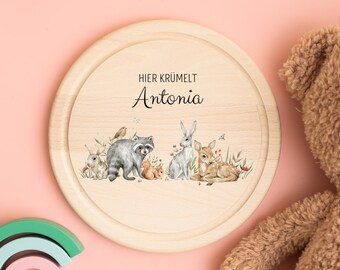 Baby Geschenk Geburt, Kinder Geschenk, Brettchen Waldtiere, Brettchen personalisiert, Geschenk Baby, Holzbrett