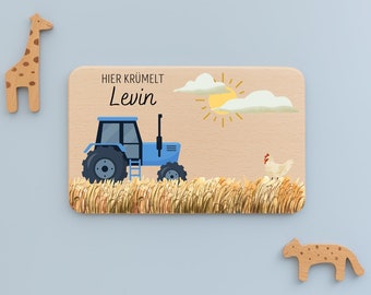 Geschenk Geburt Junge, Traktor, Frühstücksbrett personalisiert Kind, Brettchen Kinder, Brett Traktor, Brettchen Junge