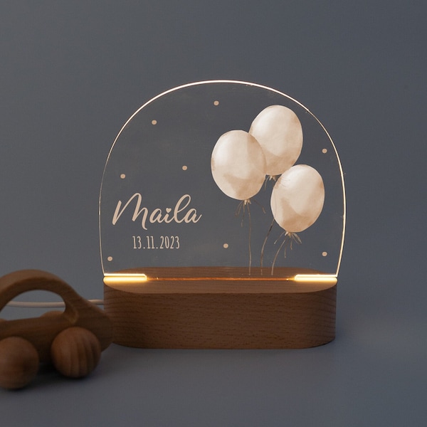 Nachttischlampe Kinder, Nachtlicht Baby, Nachtlicht personalisiert, Taufgeschenk, Babyzimmer, Lampe Ballon