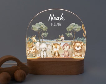 Safari night light, safari, safari children's room, baby gift birth, tractor, night light boy, night light children