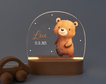 Nachtlicht Bär, Leuchte Bär, Babyzimmer, Nachtlicht personalisiert, Baby Lampe, Baby Nachtlicht, Geburt Geschenk