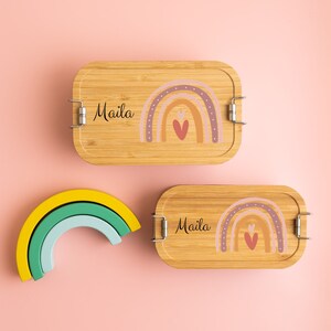 Brotdose personalisiert, Brotdose Kinder, Schulanfang Mädchen, Geschenk Mädchen, Brotdose Regenbogen, Brotdose Kindergarten Bild 4