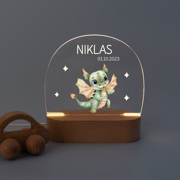 Night light boy, baby, night light personalized, dragon, gift birth, birth, night light baby, baptism