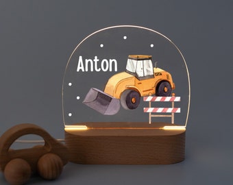 Excavator lamp, night light excavator, night light car, night light boy, 1st birthday boy, birth gift boy