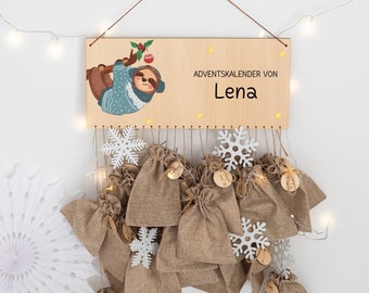 Faultier Adventskalender, Adventskalender zum Befüllen, Adventskalender Kinder, Adventskalender personalisiert, Weihnachtskalender