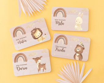 Baby Geschenk, Brettchen personalisiert, Frühstücksbrett personalisiert, Taufe, Deine Bambinis, Hier krümelt, Kind Frühstücksbrett