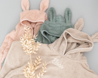 Personalized hooded towel with name, bath poncho children with bunny ears, bath towel for babies, baby towel with hood, Easter child