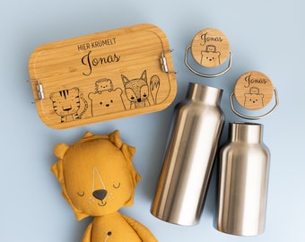 Lunch box and water bottle personalized, lunch box children, kindergarten, stainless steel lunch box, drinking bottle personalized