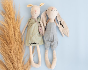 Doudou lapin, doudou personnalisé, doudou personnalisé, doudou avec prénom, cadeau bébé, cadeau naissance