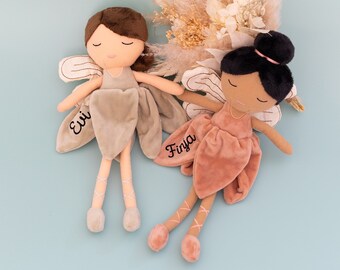 Plush toy fairy, personalized cuddly toy, baby stuffed toy, fairy, gift for the birth of a girl, cuddly toy doll