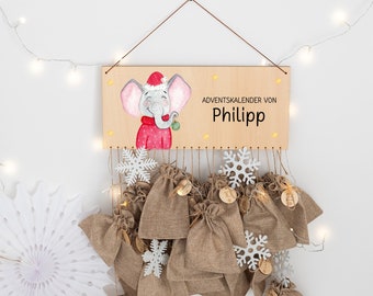 Adventskalender voor kinderen, Adventskalender om te vullen, Adventskalender olifant, Adventskalender gepersonaliseerd, Jongen Kerstmis