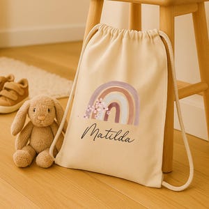 Turnbeutel personalisiert Kinder Sportbeutel mit Name Wechselkleidung Kita Stoffbeutel Kindergarten Geschenk Mädchen Schulanfang