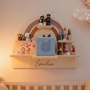 Étagère Tonie, décoration pour chambre de fille, cadeau de baptême, cadeau pour le 1er anniversaire, décoration pour chambre de bébé, Toniebox 2, Étagère Tonie