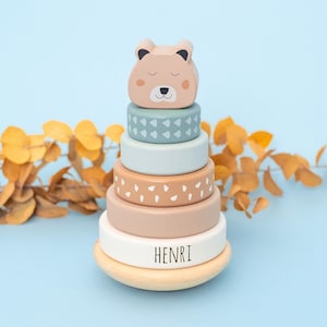 Stapelturm, Holzspielzeug personalisiert, Geschenk Baby 1 Jahr, Holzspielzeug personalisiert, Holzspielzeug Baby, Taufgeschenk