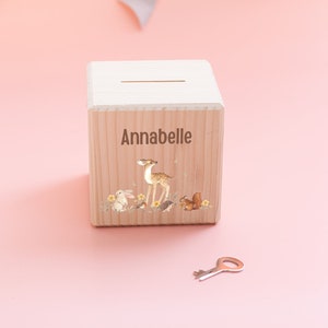 Geschenke zur Geburt, Spardose personalisiert, Spardose Mädchen, Spardose Holz, Spardose Tier, Spardose Baby, Taufgeschenk