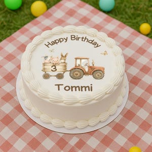 Decorazione per torta a forma di trattore, decorazione per torta per bambini, festa di compleanno per bambini, decorazione per torta commestibile, decorazione per il 1° compleanno, festa di compleanno per bambini a tema fattoria