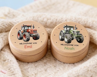 Zahndose Junge, Milchzahndose Traktor, Milchzahndose Junge, Zahndose personalisiert, Schultüte Füllung Junge, Milchzahndose Trecker, Zahnbox