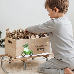 Adventskalender tractor, Adventsdoos voor kinderen, Adventskalender voor jongens, gepersonaliseerde Adventsdoos, Adventskalender om te vullen