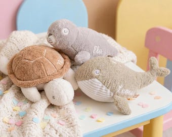 Kuscheltier, Meerestiere, Stofftier, Robbe Kuscheltier, Kuscheltier Schildkröte, Kuscheltier personalisiert, Baby Geschenk, Plüschtier