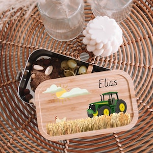 Tractor lunch box, children's lunch box, personalized lunch box, tractor, boy lunch box, stainless steel lunch box, lunch box with name