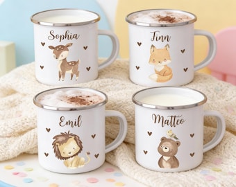 Emaille Tasse personalisiert, Emaille Tasse Kinder, Kindertasse, Schulanfang, Children Mug, Geschenkidee Kinder, Kinderbecher