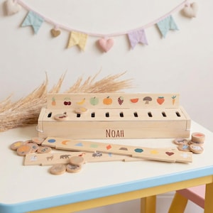 Bildersortierbox, Montessori Spielzeug, Taufe Geschenk, Montessori Baby, Holzspielzeug, Bilderkiste bABY, Babygeschenk Geburt, Babyspielzeug