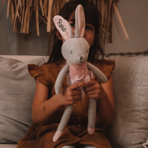 Doudou personnalisé, doudou bébé, doudou lapin, cadeau bébé, doudou avec prénom, cadeau de naissance