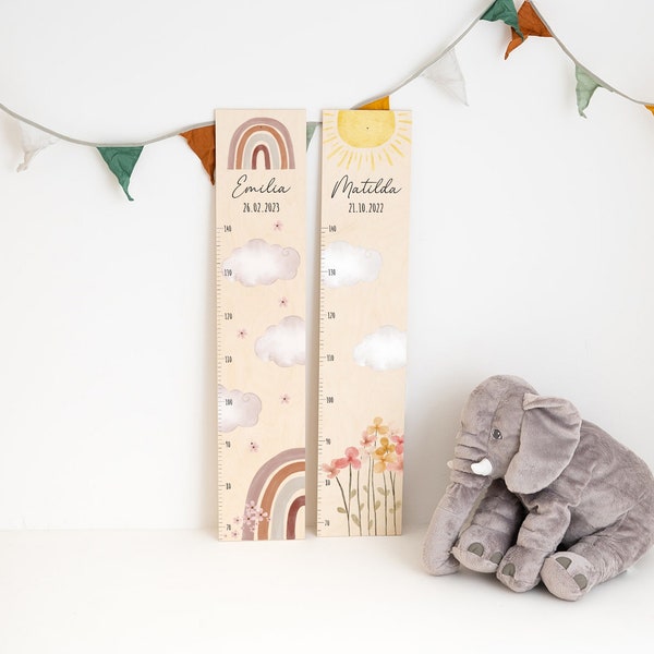 Messlatte Mädchen, Messlatte Regenbogen, Taufgeschenk Mädchen, 1. Geburtstag Geschenk, Kinderzimmer Deko, Kinder Messlatte