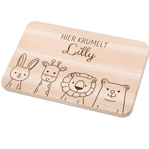 Brettchen mit Name, Frühstücksbrett personalisiert Kinder, Hier krümelt Brett, Brettchen für Kinder, Kinder Geschenk
