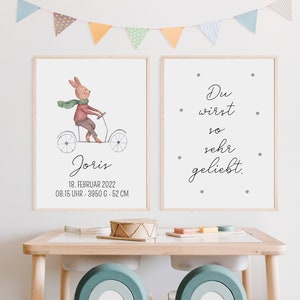 Geburtsposter 2er Set, Du wirst so sehr geliebt Poster, Geburtsposter Junge, Wandbild Mädchen, Geburtsposter Baby, Babygeschenk Geburt