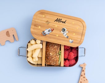 Brotdose, Brotdose Astronaut, Personalisierte Brotdose, Kindergarten, Edelstahl Brotdose, Vesperdose, Lunchbox, Weltraum