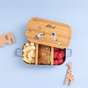 Brotdose, Brotdose Astronaut, Personalisierte Brotdose, Kindergarten, Edelstahl Brotdose, Vesperdose, Lunchbox, Weltraum