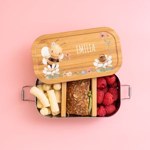 Brotdose Biene, Brotdose Kinder personalisiert, Vesperbox, Schulanfang Mädchen, Gifts for Kids, Kinder Geschenke, Brotdose Edelstahl, Znüni