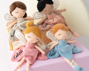 Plüschtier Fee, Kuscheltier personalisiert, Babygeschenke, Fee, Geschenk zur Geburt Mädchen, Puppe Baby gift, personalisierte Baby Geschenke