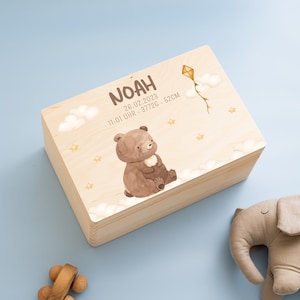 Erinnerungskiste Baby, Babybox groß, Erinnerungskiste groß, Babygeschenk Geburt, Erinnerungskiste Bär, Taufe Geschenk